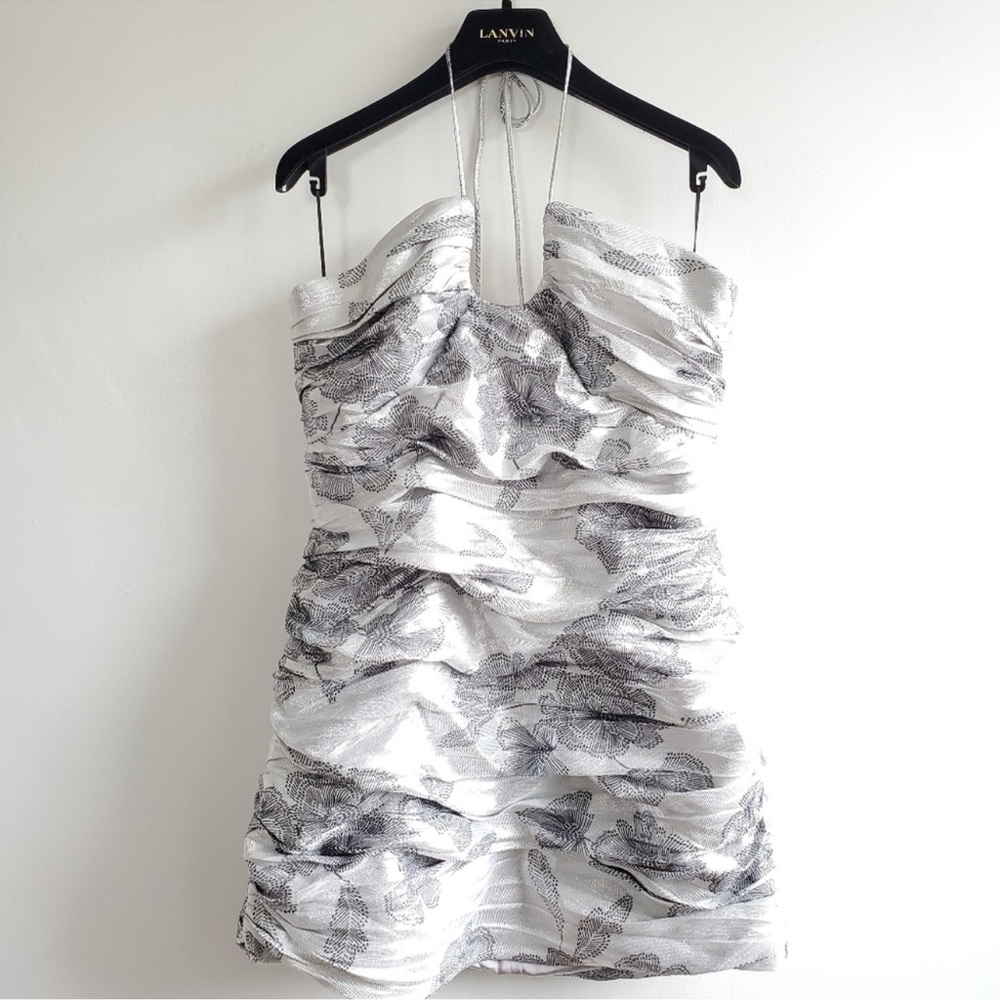 Zara Draped Ruched Metallic Blogger Favorite Mini Dress NWT Size XL